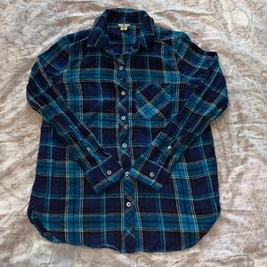 Woolrich Blue Plaid Flannel Button Cotton Shirt S